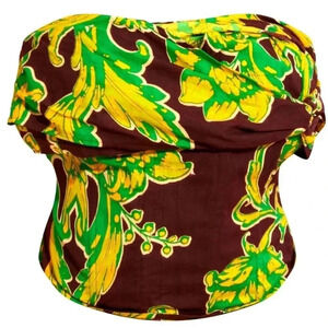 Pretty Little Thing | Brown Floral Boning Dipped Hem Corset Top - Plus size